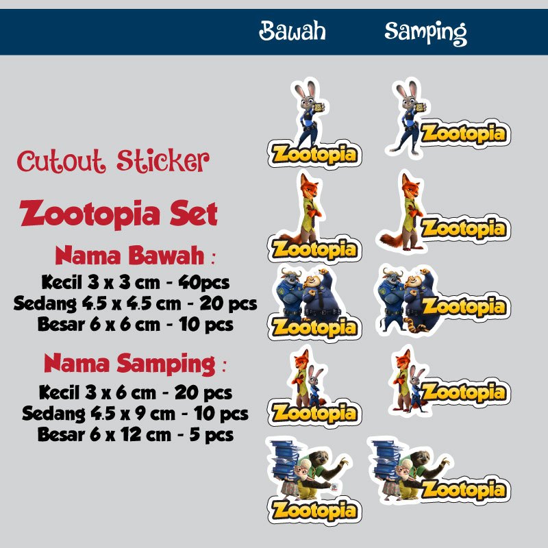 

sticker nama cutout zootopia