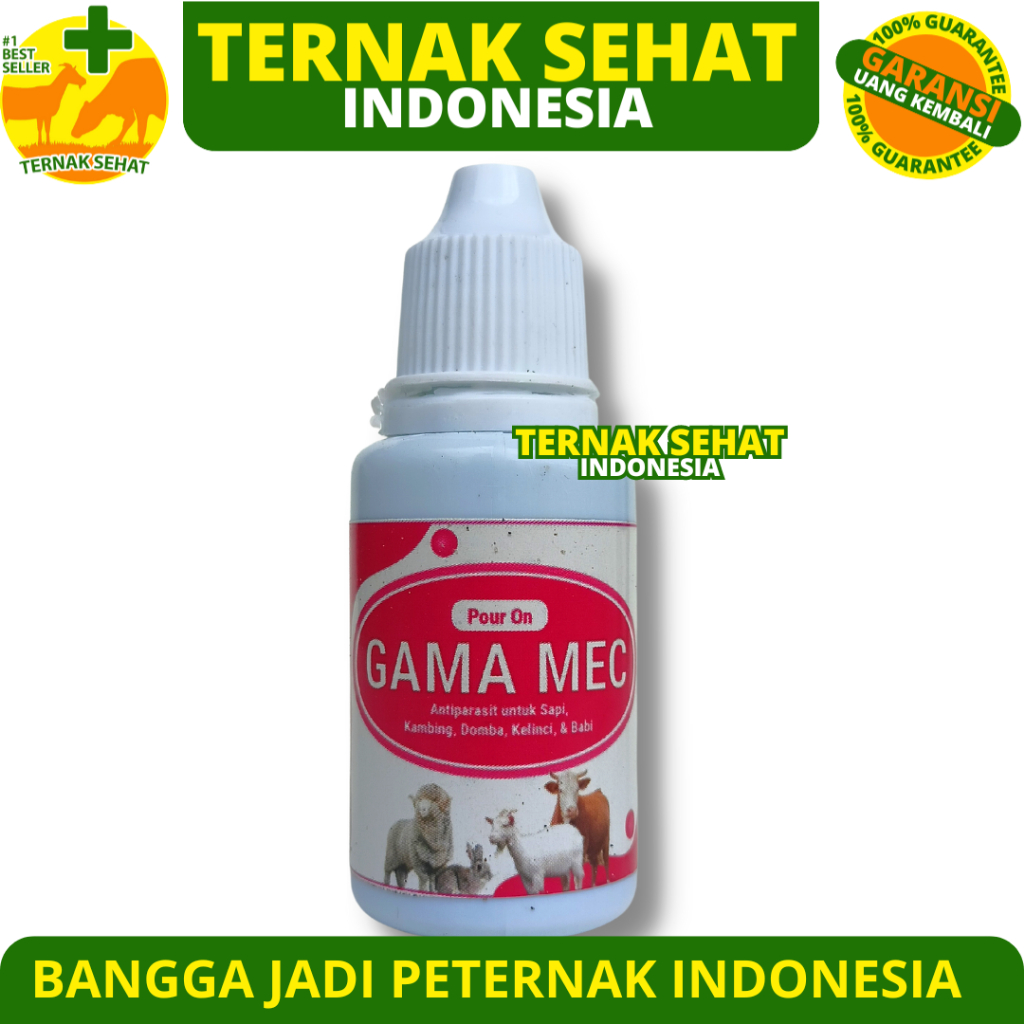 GAMA MEC POUR ON 30ml - Obat Pembasmi Kutu Caplak Pinjal Tungau Cacing Pada Sapi Kambing Domba Kelin