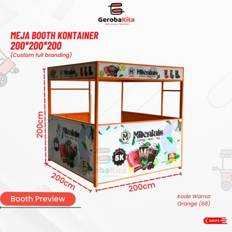 booth lipat besi hollow ukuran 200x200x200 full branding