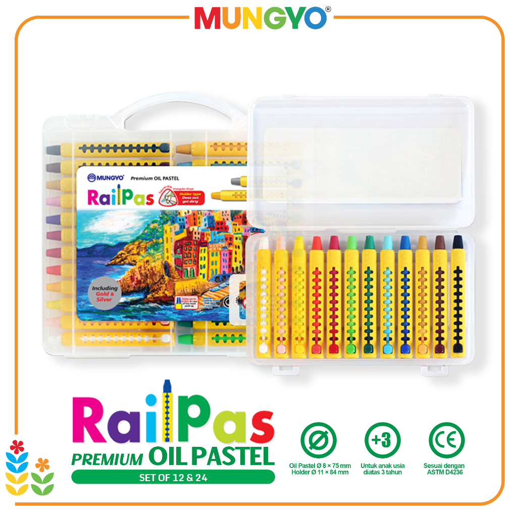 

Mungyo Railpas Oil Pastel Plastic Case Crayon Krayon Minyak