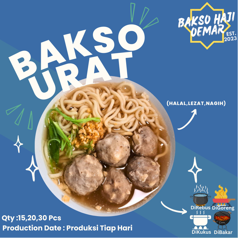 

Bakso Sapi Urat Isi 50 Pcs - Bakso Haji Oemar - PREMIUM,HALAL,HIGENIS,NIKMAT,DAN FRESHMADE