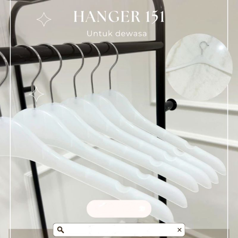 Hanger Baju Dewasa plastik 151 putih Gantungan Baju Distro/butik Berkualitas bahan tebal (6pcs)