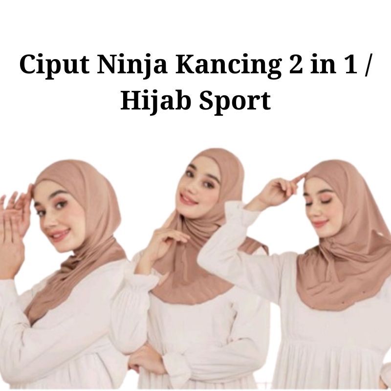 Inner Ninja Kancing/Hijab Sport Bahan Jersey Premium