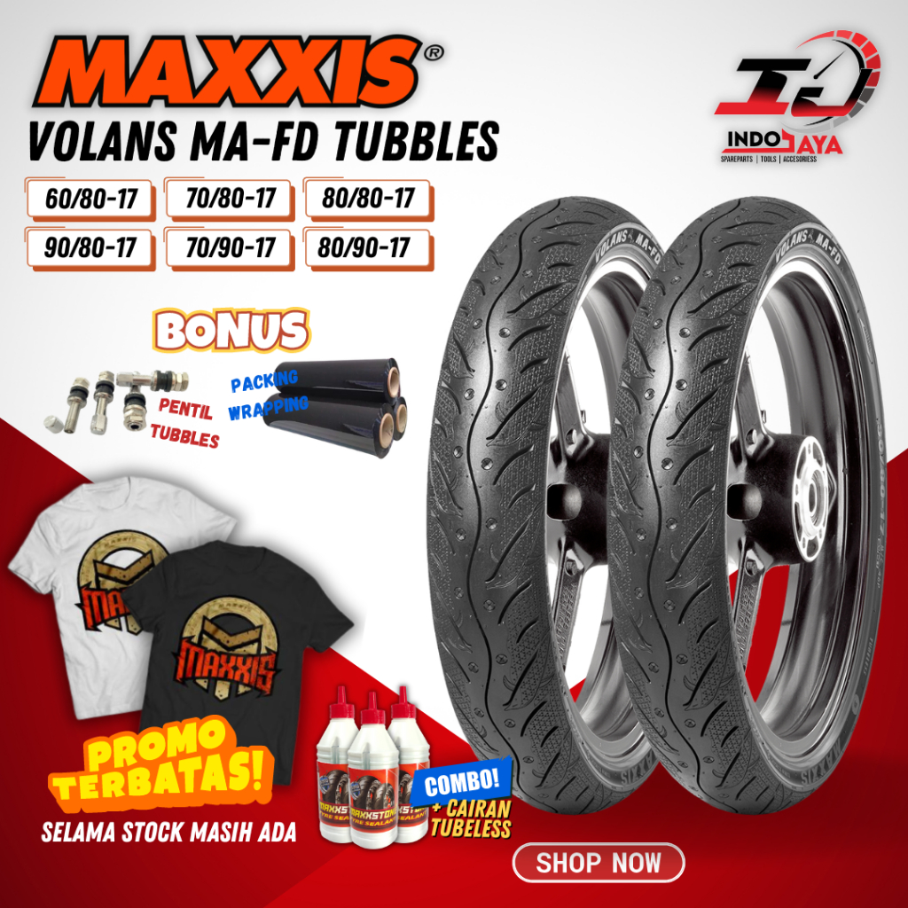 BAN LUAR MAXXIS TUBELESS VOLANS RING 17 (60/80-17 - 70/80-17 - 80/80-17 - 90/80-17 - 70/90-17 - 80/9