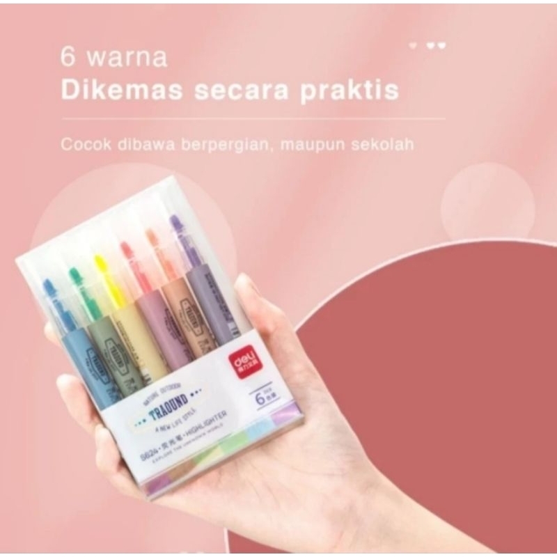 

Deli Highligther pen pena isi 6 pcs S624