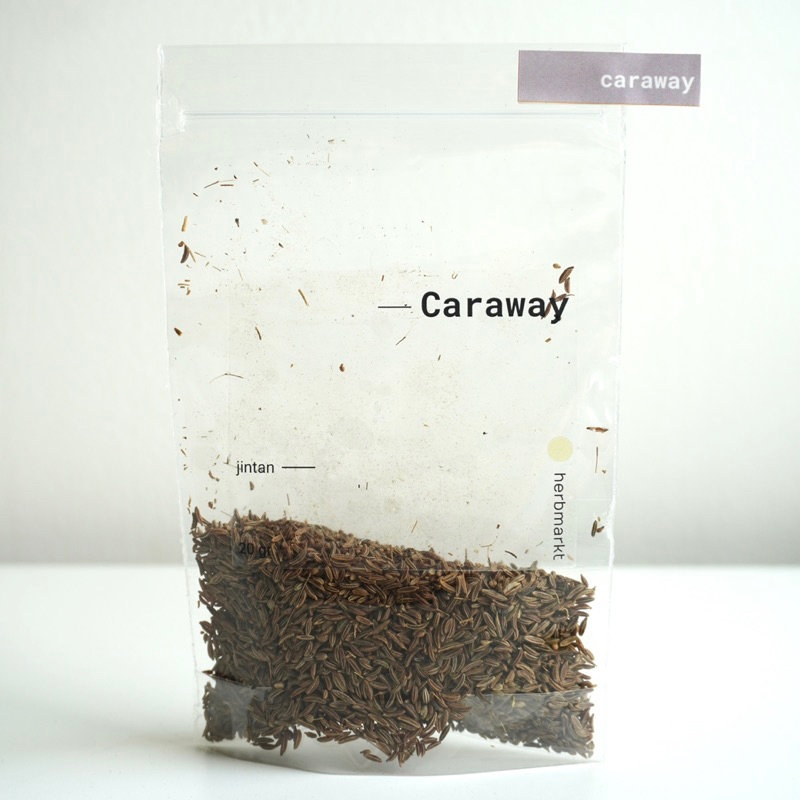 

herbmarkt — Caraway jintan utuh dried herbs bumbu rempah kering masakan kemasan ecer pouch