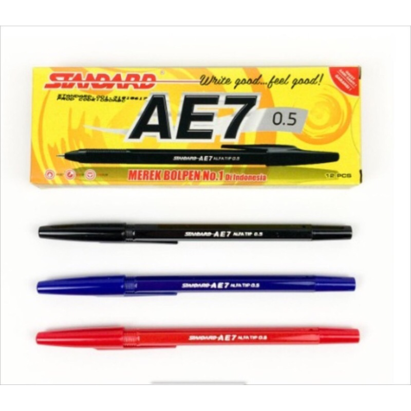 

Bolpoint Standart AE7 Isi 12 Bolpoint Anak Sekolah Bolpoint Hitam Merah biru