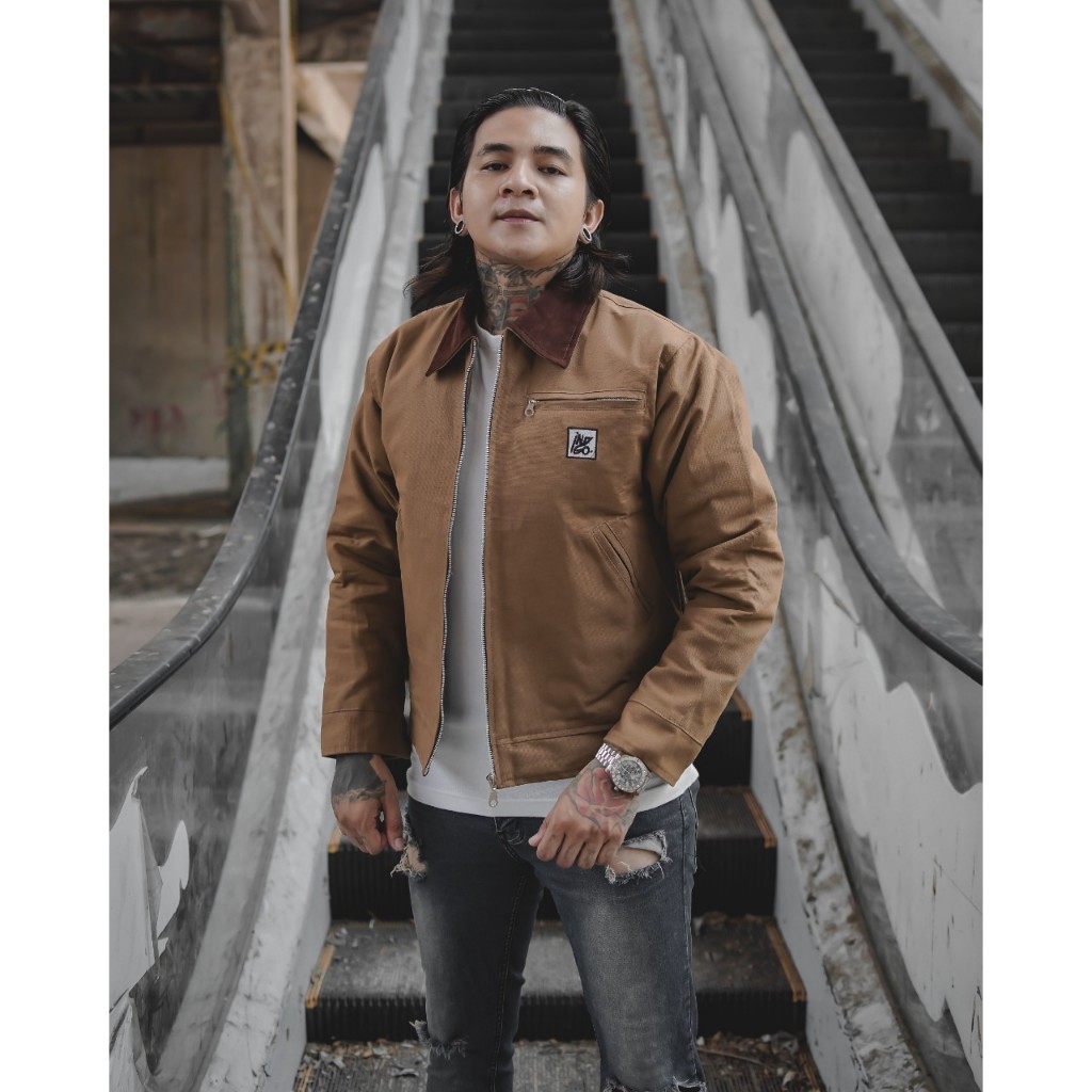 Jaket Work Indigo Canvas Marsoto And Suede