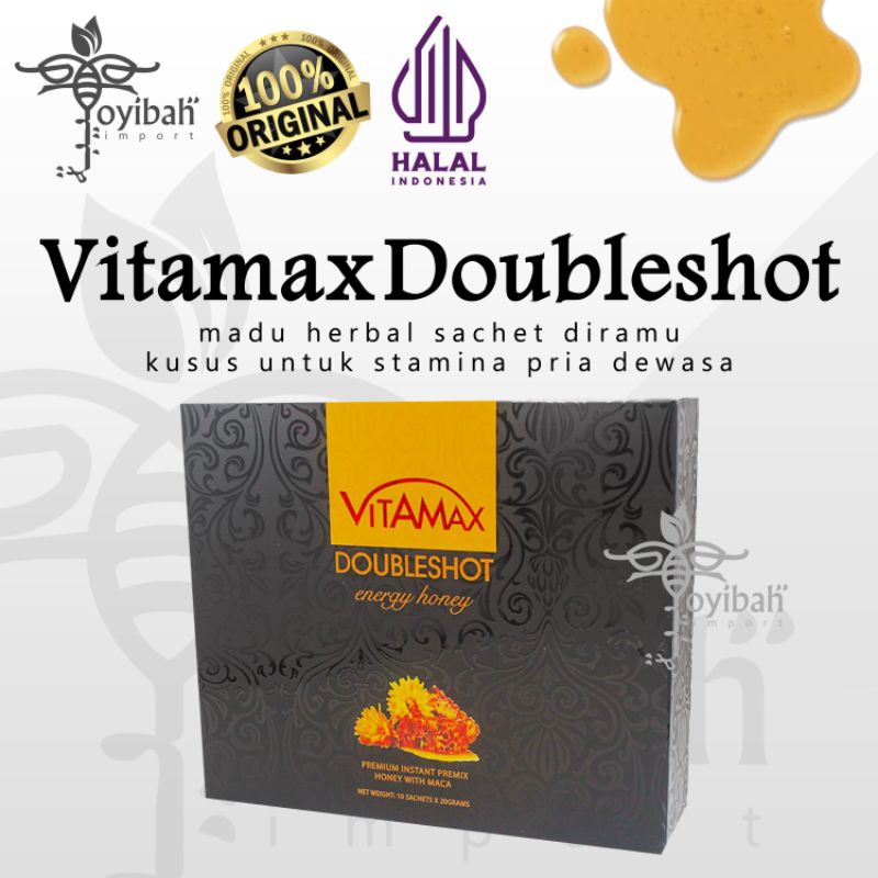 Vitamax doubleshot For Him (Barcode) Original 100% [1box isi 10 sachet / 20g] Madu kuat pria asli vi