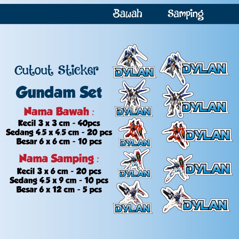 

sticker nama cutout gundam