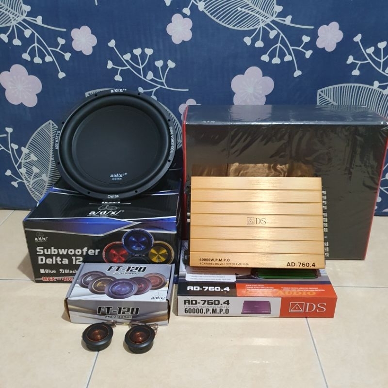 Paket audio mobil ADX Delta 12BL 12 inch x power ADS AD-760 / AD-740