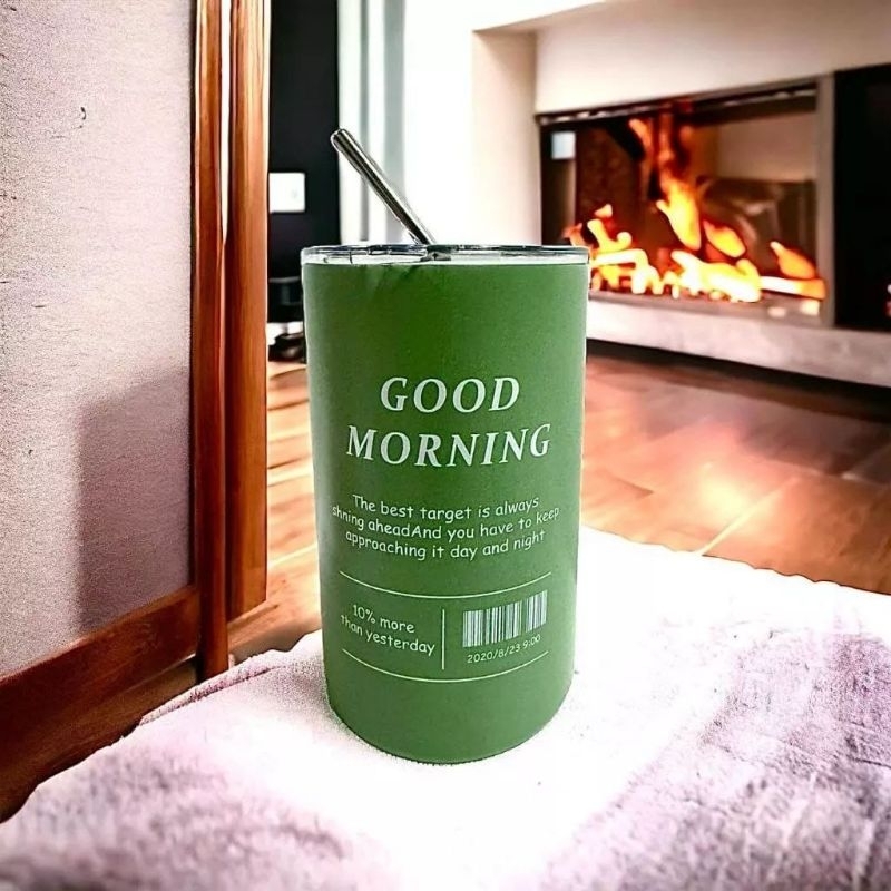 TUMBLER STAINLES "GOOD MORNING" TEMPAT MINUM VIRAL 600ML