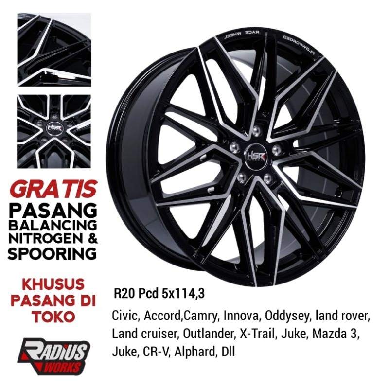 velg mobil hsr lamika ring 20 pcd 5x114,3 untuk civic, camry, accord, CR-V, HR-V dll