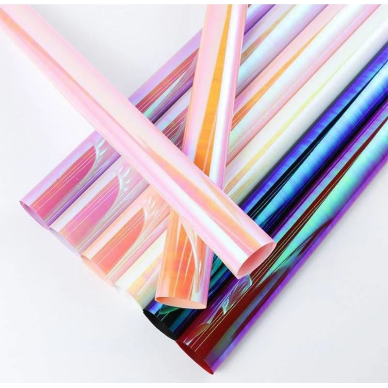 

Kertas Buket Pelangi 1 Lembar Dan 5 Lembar Kertas Buket Pelangi Holografik Flower Wrapping Hologram Waterproof