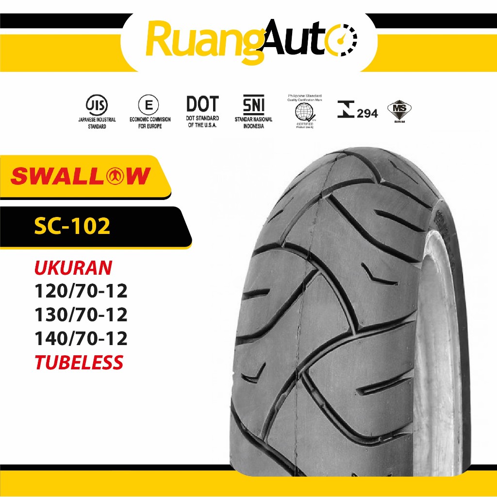 Ban Luar Sepeda Motor Swallow SC-102 X-BLADE 120/70 130/70 140/70 Ring 12 Tubeless