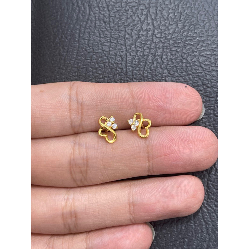 Giwang emas asli kadar 875 bunga