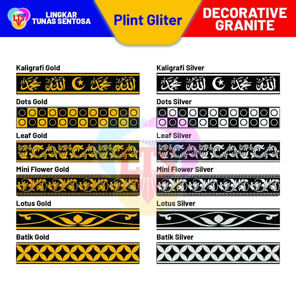 Plint Granit Gliter Emboss/Timbul Hitam 10x60 cm