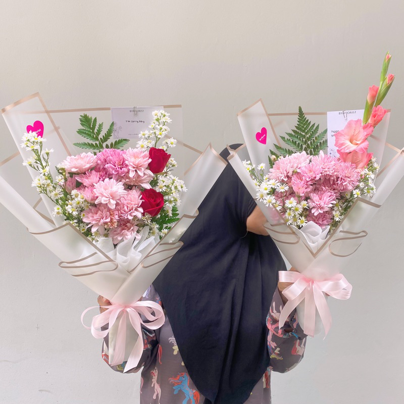 (Khusus Jogja) Asteria Bouquet/Buket Bunga Aster Bunga Fresh/Buket Bunga Asli/Buket Wisuda