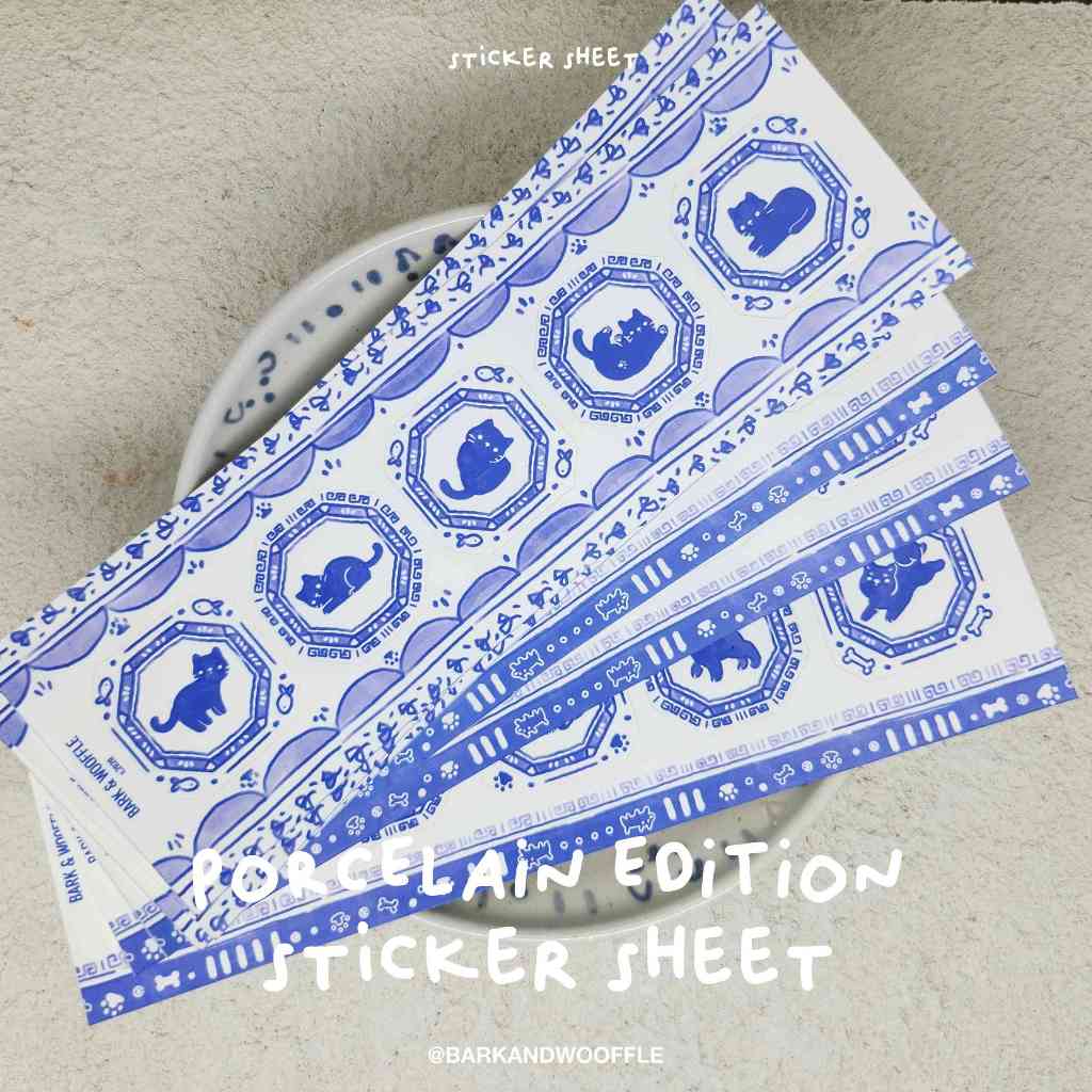 

BARK AND WOOFFLE Porcelain Collections Sticker Sheet / Stiker Kiss Cut