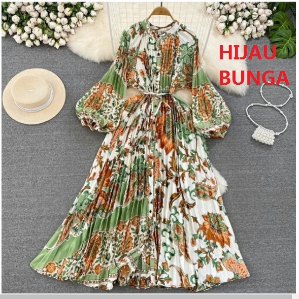 Humaira Gaun Dress Maxi Wanita Muslimah Gamis Bunga Korean Style