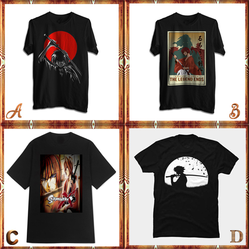 Kaos Vintage Samurai X Tshirt 100% Cotton