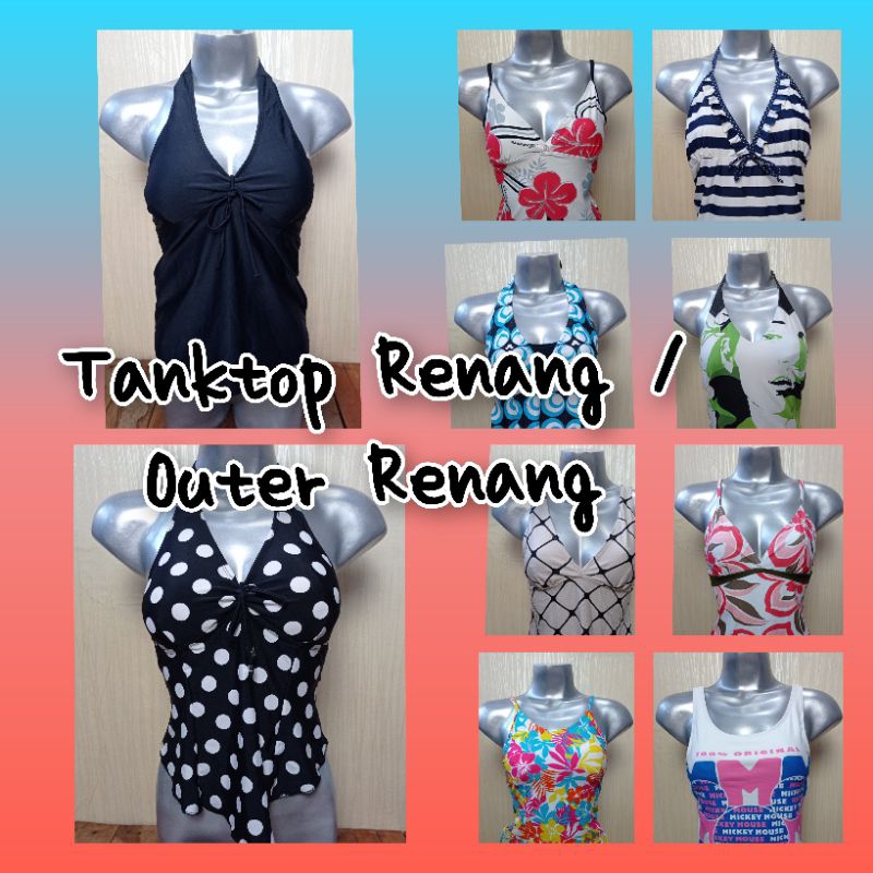 Tanktop Renang seperti baru, baju renang wanita, atasan berenang, outer renang