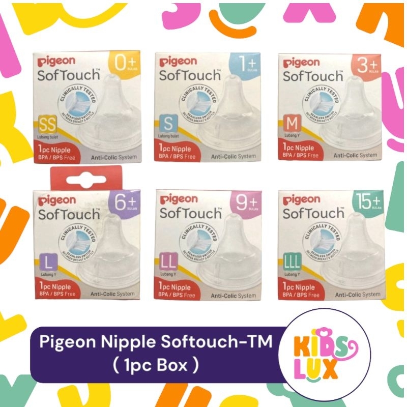 Nipple Pigeon Wideneck Softouch TM Nipple Size SS M L LL LLL 1pcs Ori Pigeon