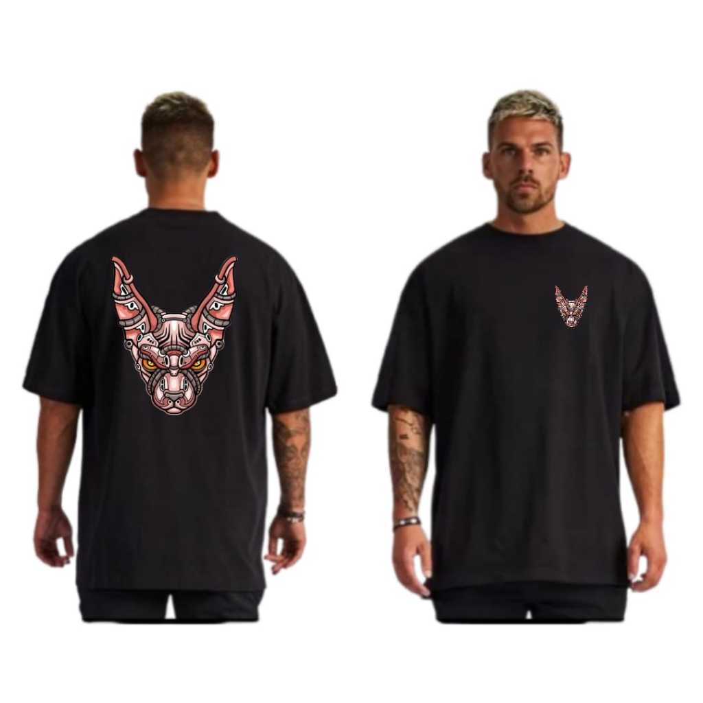 Kaos pria distro cotton combed cowok/cewek sphynx cat head robot