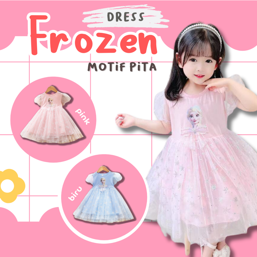 mabebi.official 1-9 Tahun Dress Frozen Pita Anak Perempuan katun kids Baju princess Elsa baju elsa frozen anak baju elsa princess anak baju frozen baju gaun pesta anak perempuan baju ulang tahun anak perempuan dres anak