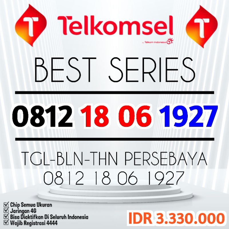 Nomer Cantik Simpati Nomor Kartu Perdana Telkomsel Tahun Lahir Persebaya no hp 4g 5g O812 1806 1927