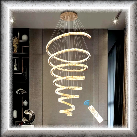 Lampu hias Gantung void premium MODERN SPIRAL original CRYSTAL 3 COLOUR LED pendant minimalis elegan