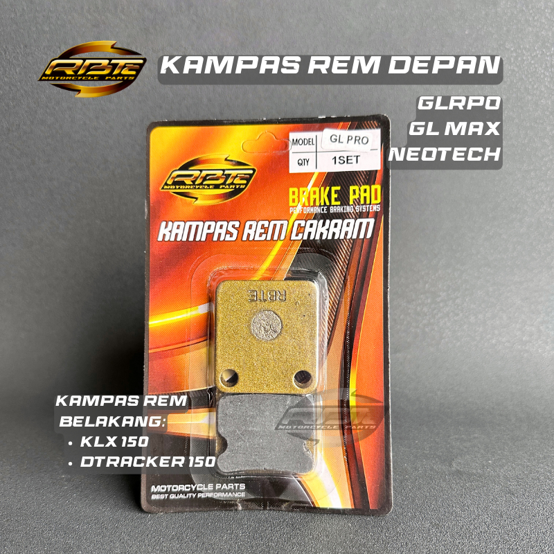 DISCPAD KAMPAS REM DEPAN GL PRO NEOTECH MAX WIN BELAKANG KLX 150 DTRACKER 150