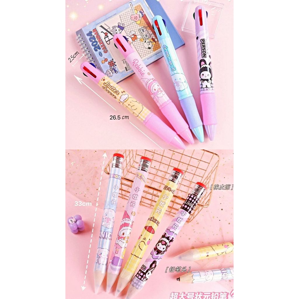 

shopeHJ pulpen pensil jumbo sanrio 4 warna hitam merah hijau biru bervariasi