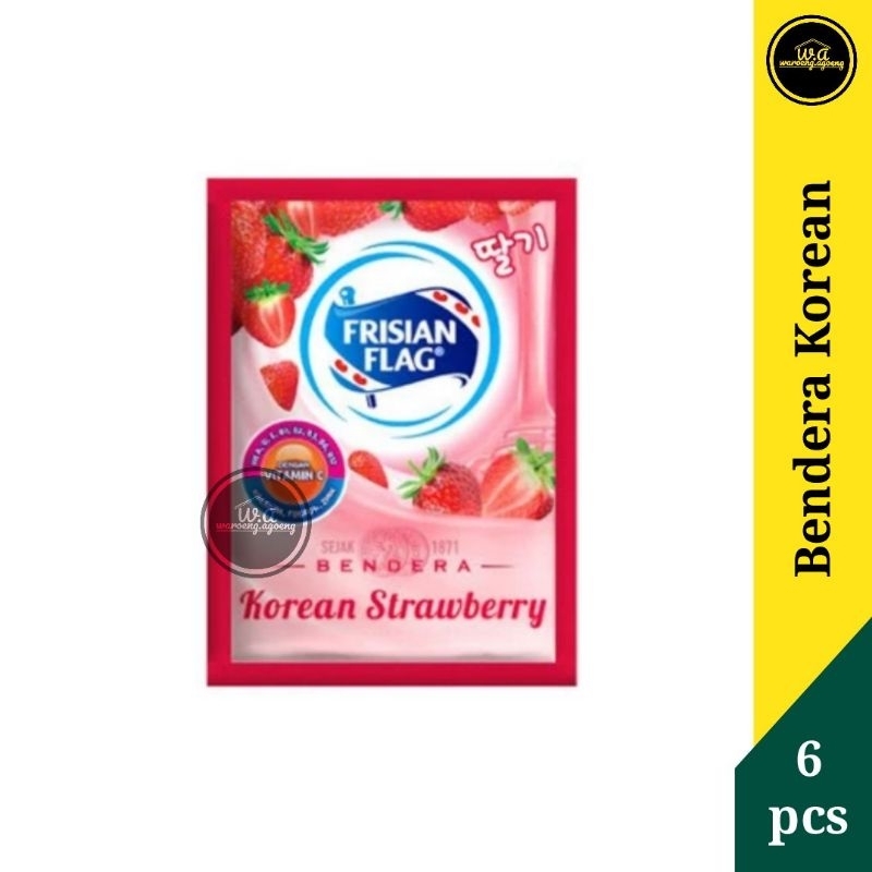 

Frisian Flag Kental Manis Korean Strawberry | Susu Kental Manis Bendera Serenceng 6 Sachet