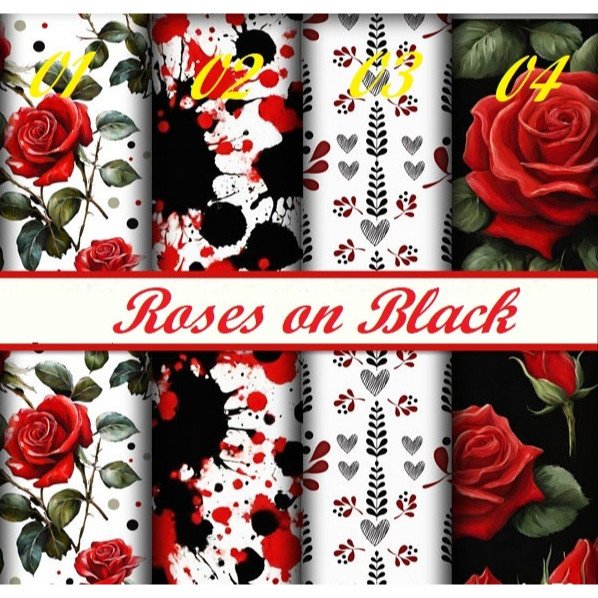

Kertas Scrapbook - Roses on Black_GE23 Design