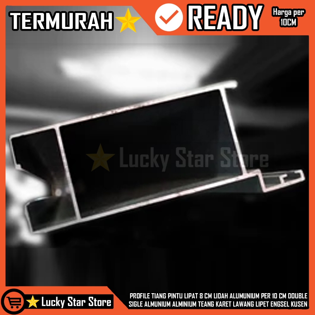 Profile Tiang Pintu Lipat 8 Cm Lidah Alumunium Per 10 Cm Double Sigle Almunium Alminium Teang Karet 