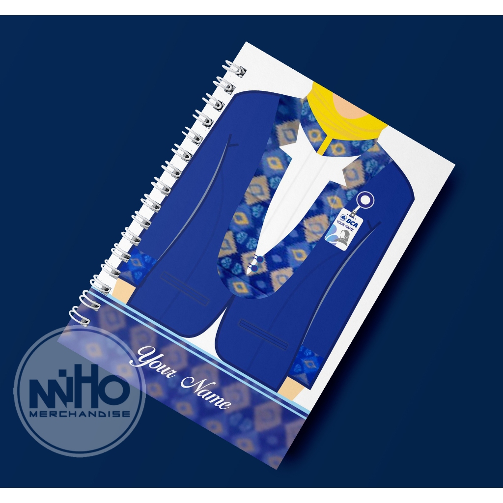 

Notebook Buku Custom SERAGAM BCA WANITA / Kertas HVS / Hardcover / 60 lembar / Bergaris