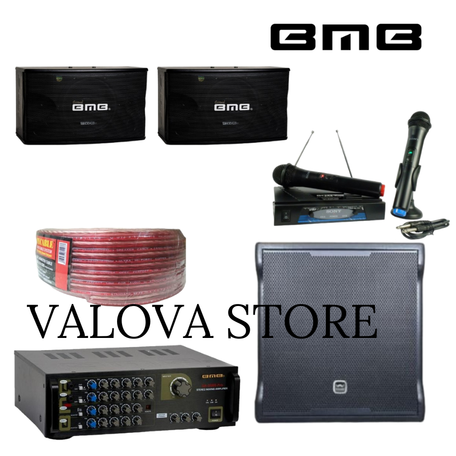 Paket karaoke 11 BMB cs450v + Ampli BMB DA2000 PRO BT + Sub Wisdom sw12a Original BMB