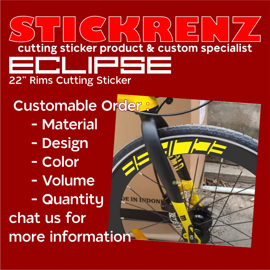 Cutting Sticker Stiker Rims Velg Sepeda Lipat 22" Eclipse 01 Custom