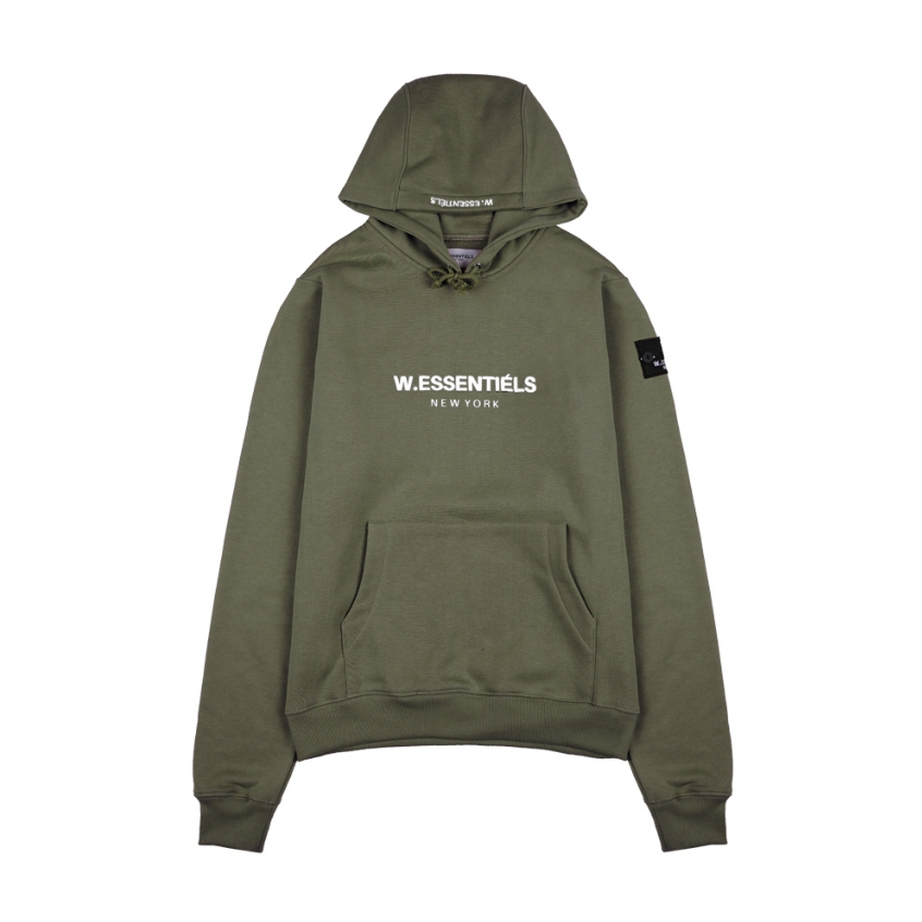 W Essentiels Ecume Hoodie Oversize Mid Logo Olive - 100% ORIGINAL RESMI