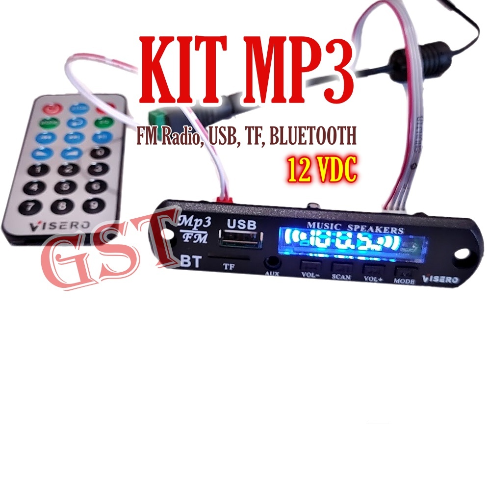 kit mp3 bluetooth visero 12V aux USB TF FM player modul