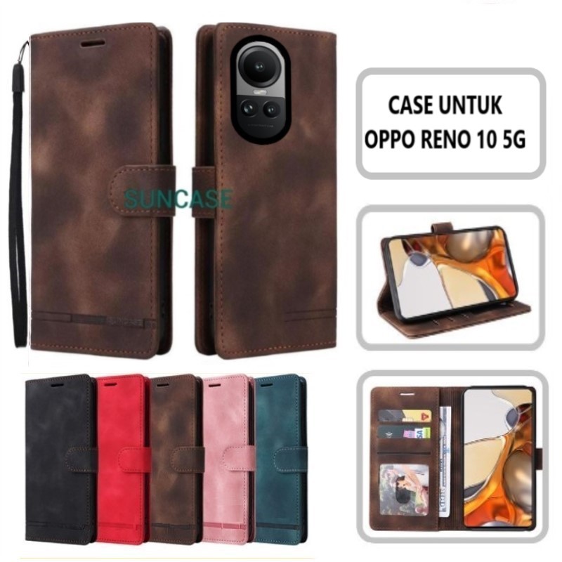 Casing hp OPPO RENO 10 5G model flip dompet softcase premium ada tali