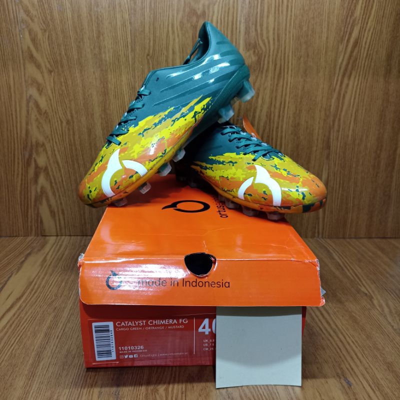 Sepatu Bola Ortus Catalyst Chimera FG(Cargo green/Ortrange/Mustard)