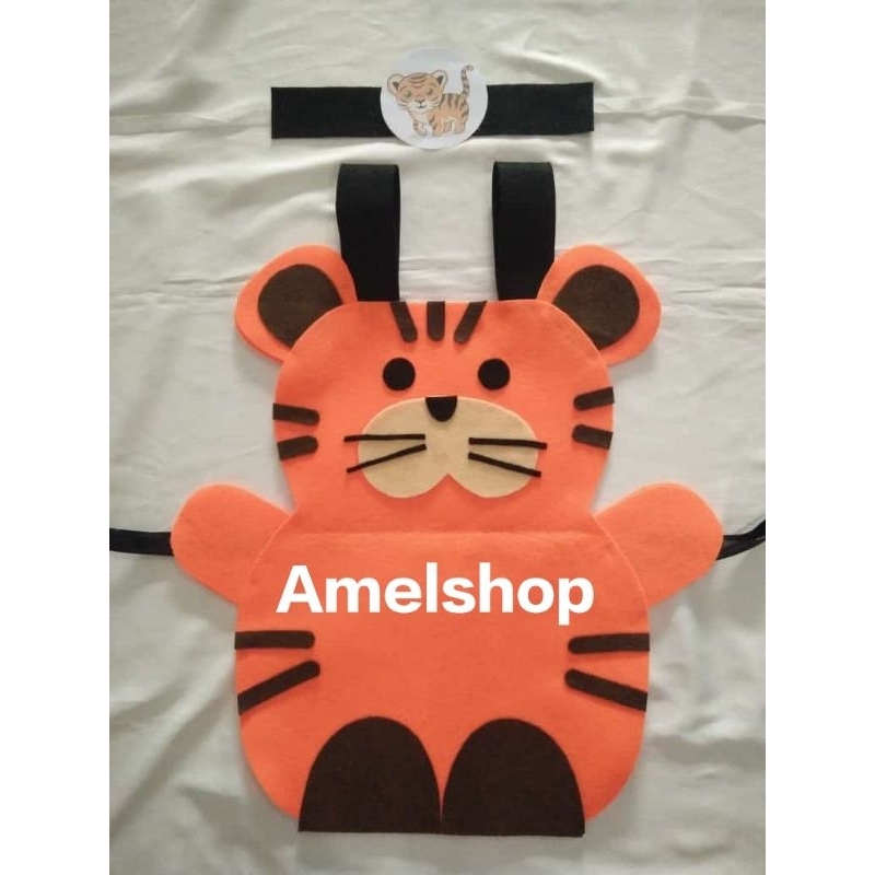 PO kostum harimau/baju karnaval anak TK-SD/kostum kain flanel/Tiger/Costum hewan