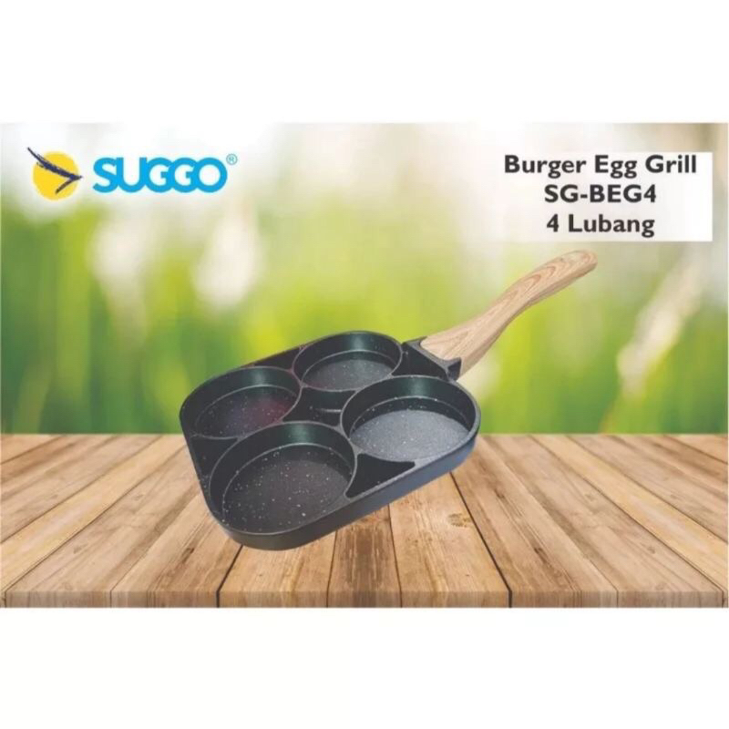 Burger Egg Grill Suggo 4 Lubang / Teflon Telur 2 Lubang / Die Cast Aluminium Grillpan / Panggangan M