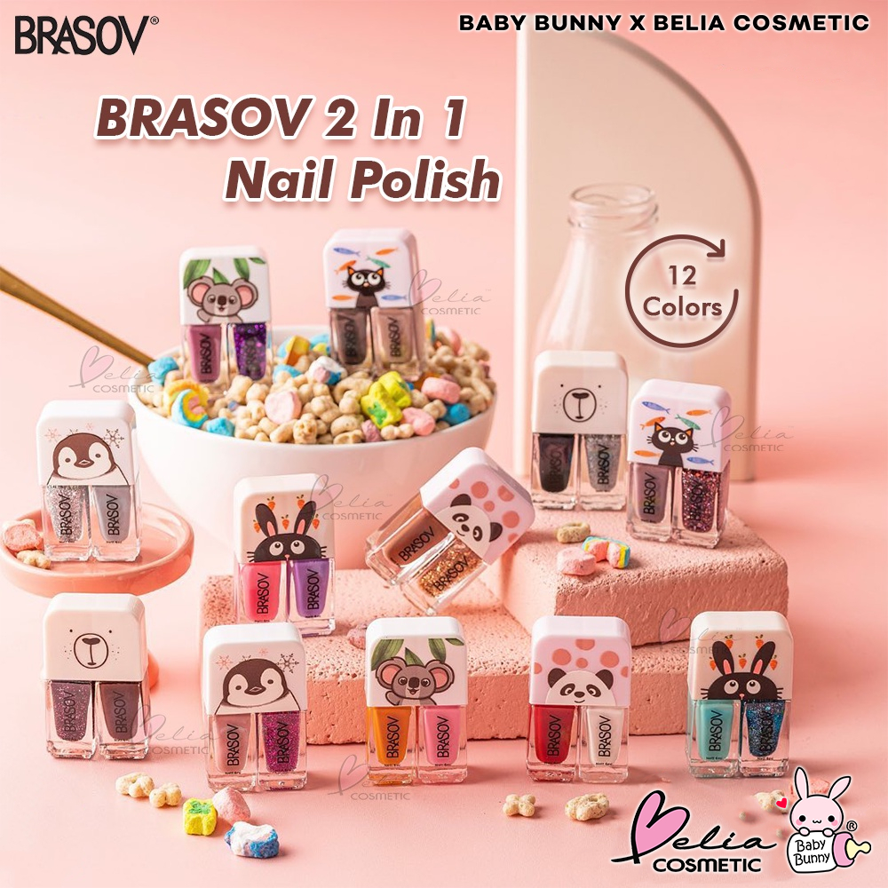 ❤ BELIA ❤ BRASOV 2-in-1 Nail Polish Kuteks 2 Warna | Kuteks Korea | Glitter | Nudes | BABY BUNNY
