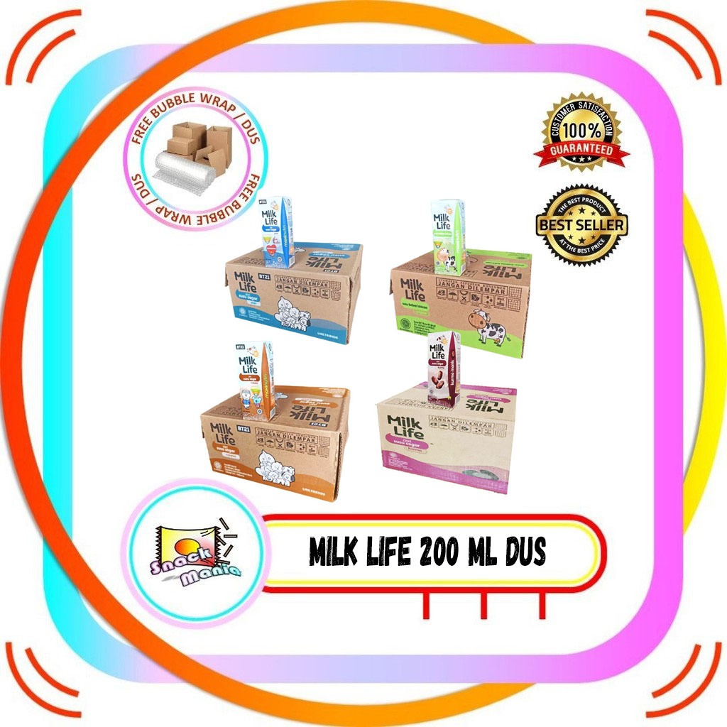 

Milk Life UHT Susu Plain Chocolate Kurma Strawberry Teens ~ 200 ml x 24 pcs DUS