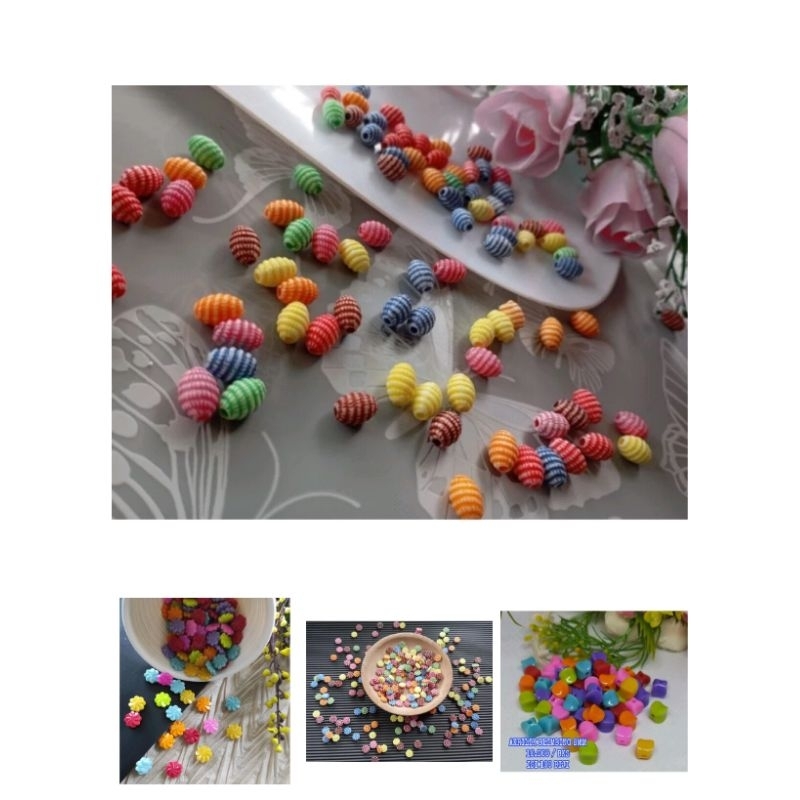 Akrilik Manik Belimbing Bunga Oval Warna Manik Akrilik Bunga