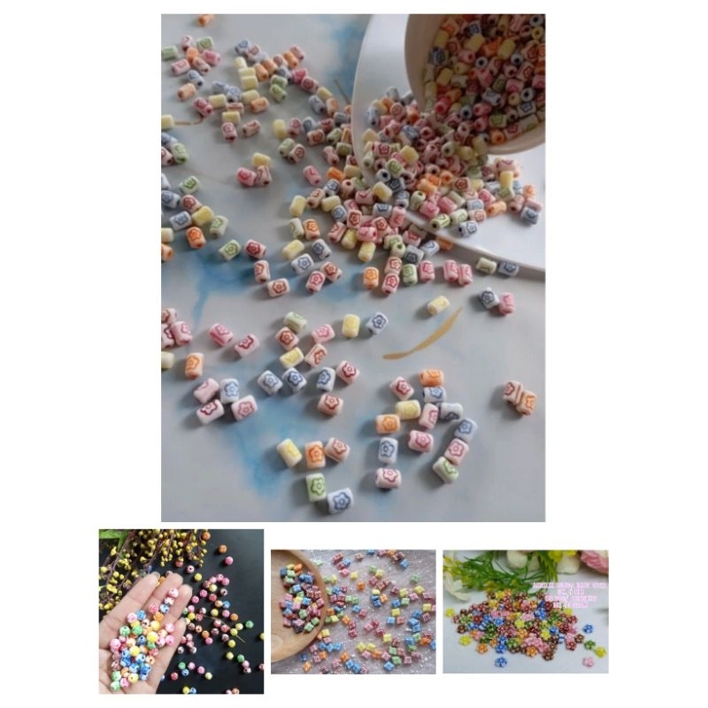 Akrilik Manik Bunga Kotak Bulat Balok