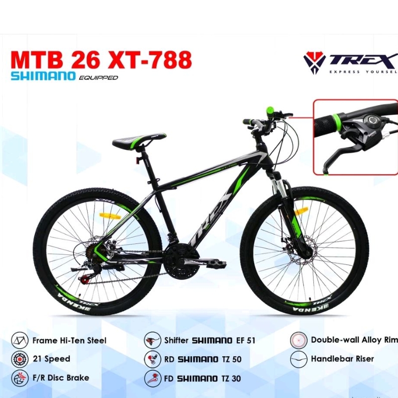 Sepeda Gunung MTB 26 ” Trex XT-788 3x7Sp Shimano Discbrake sepeda gunung Termurahh